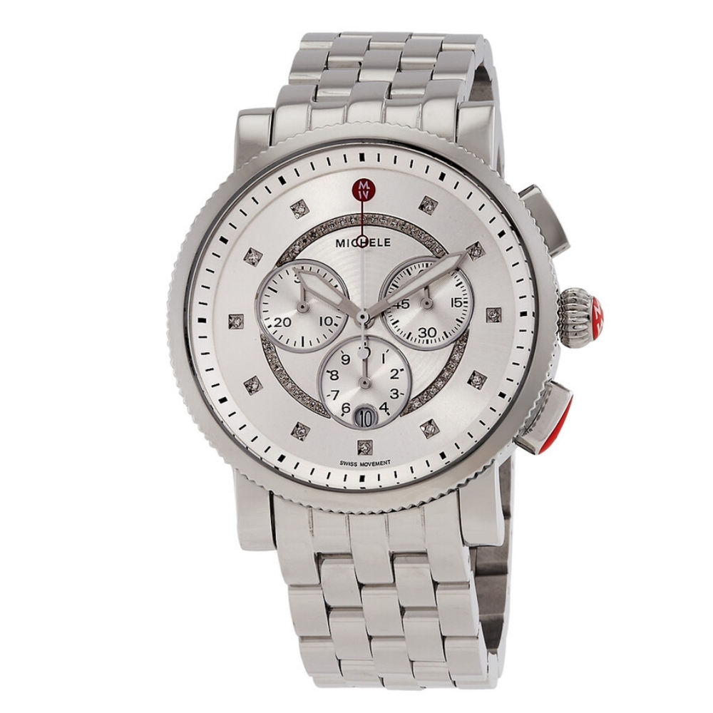 Michele Sport Sail Diamond Bracelet Watch, 42mm-0.13ctw